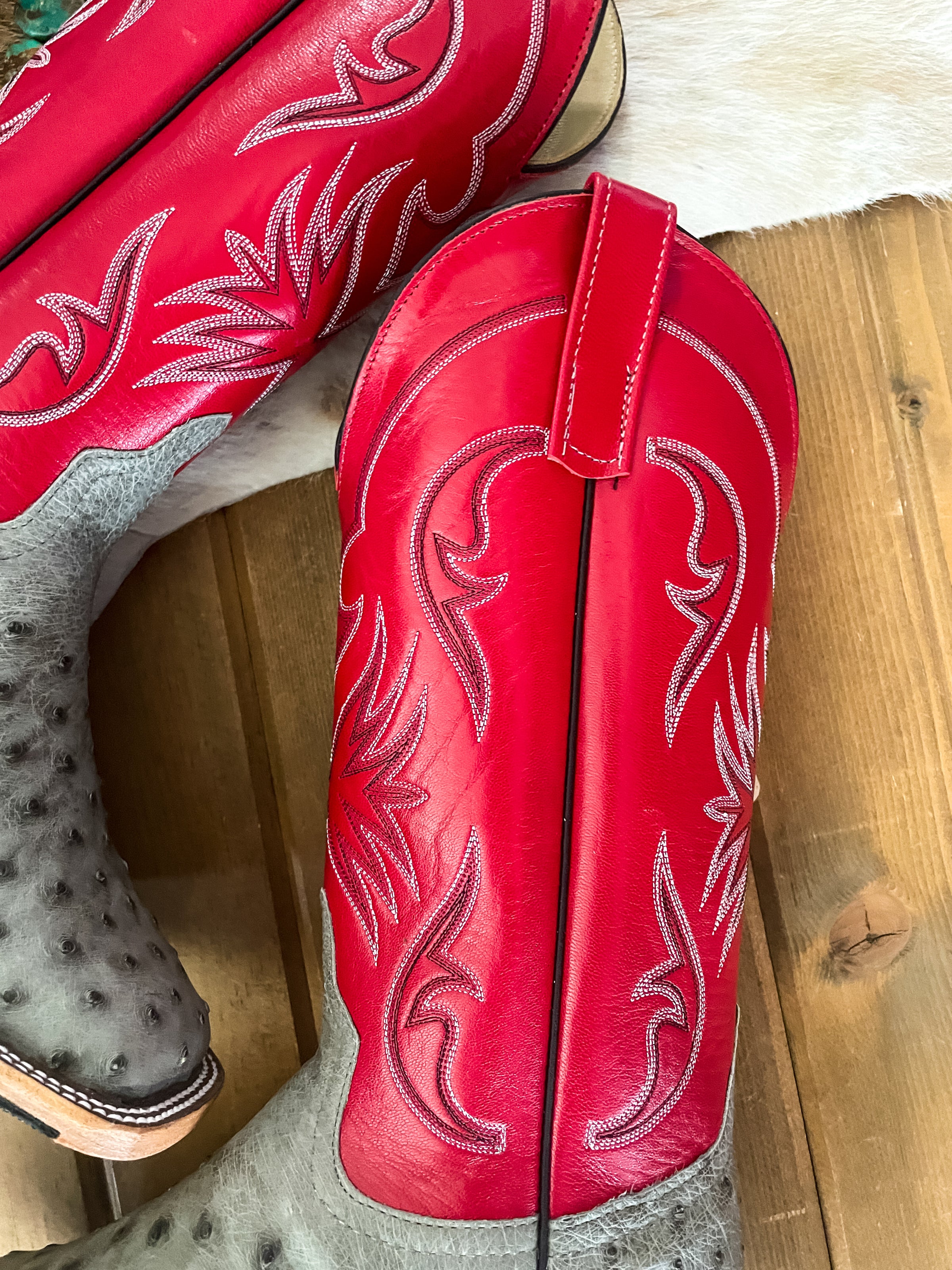 Anderson Bean Mouse Bruciatto Full Quill Ostrich Square Toe Boots