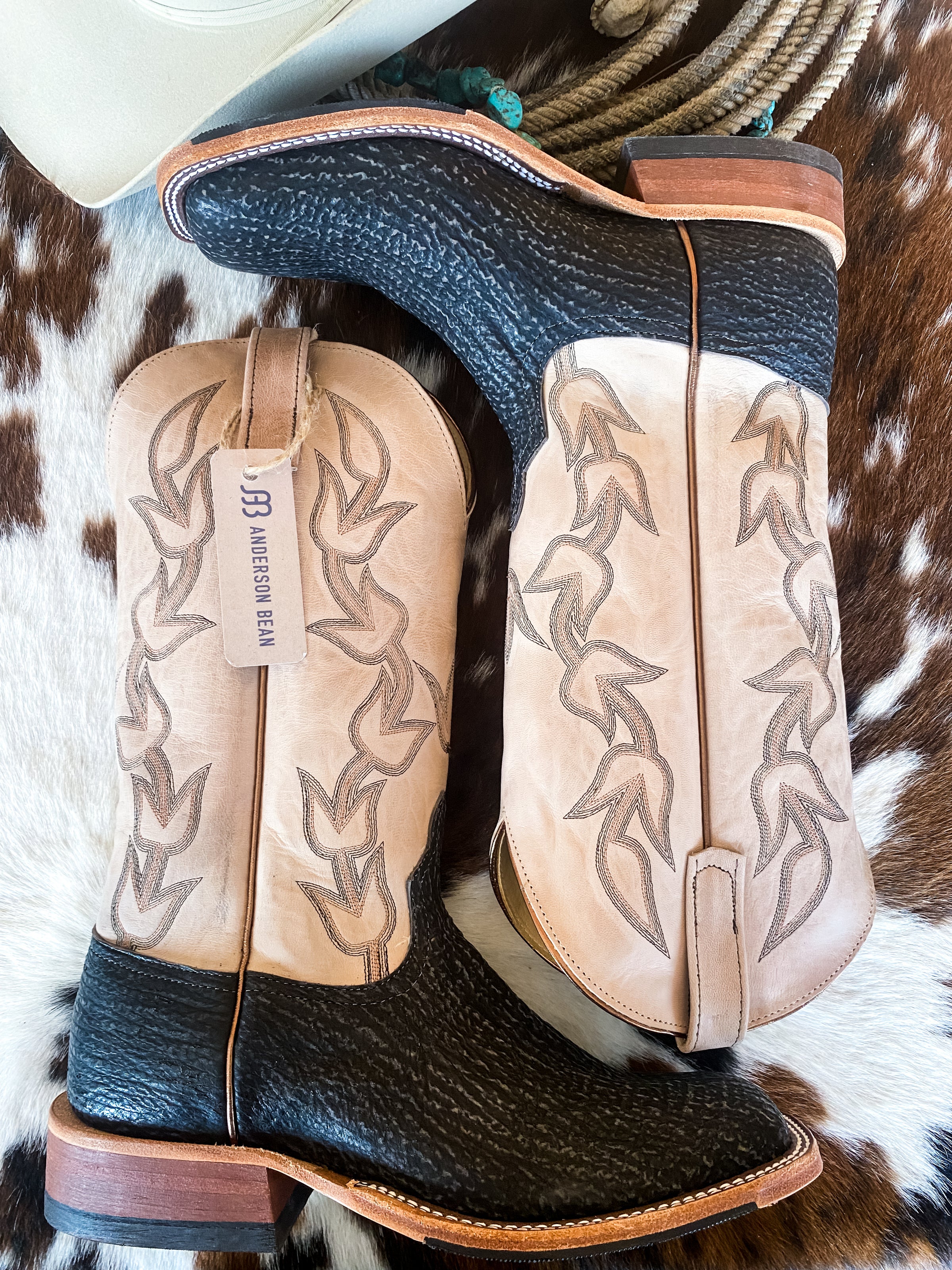 Anderson Bean Black Safari Shark Square Toe Boots | Ranch-Land