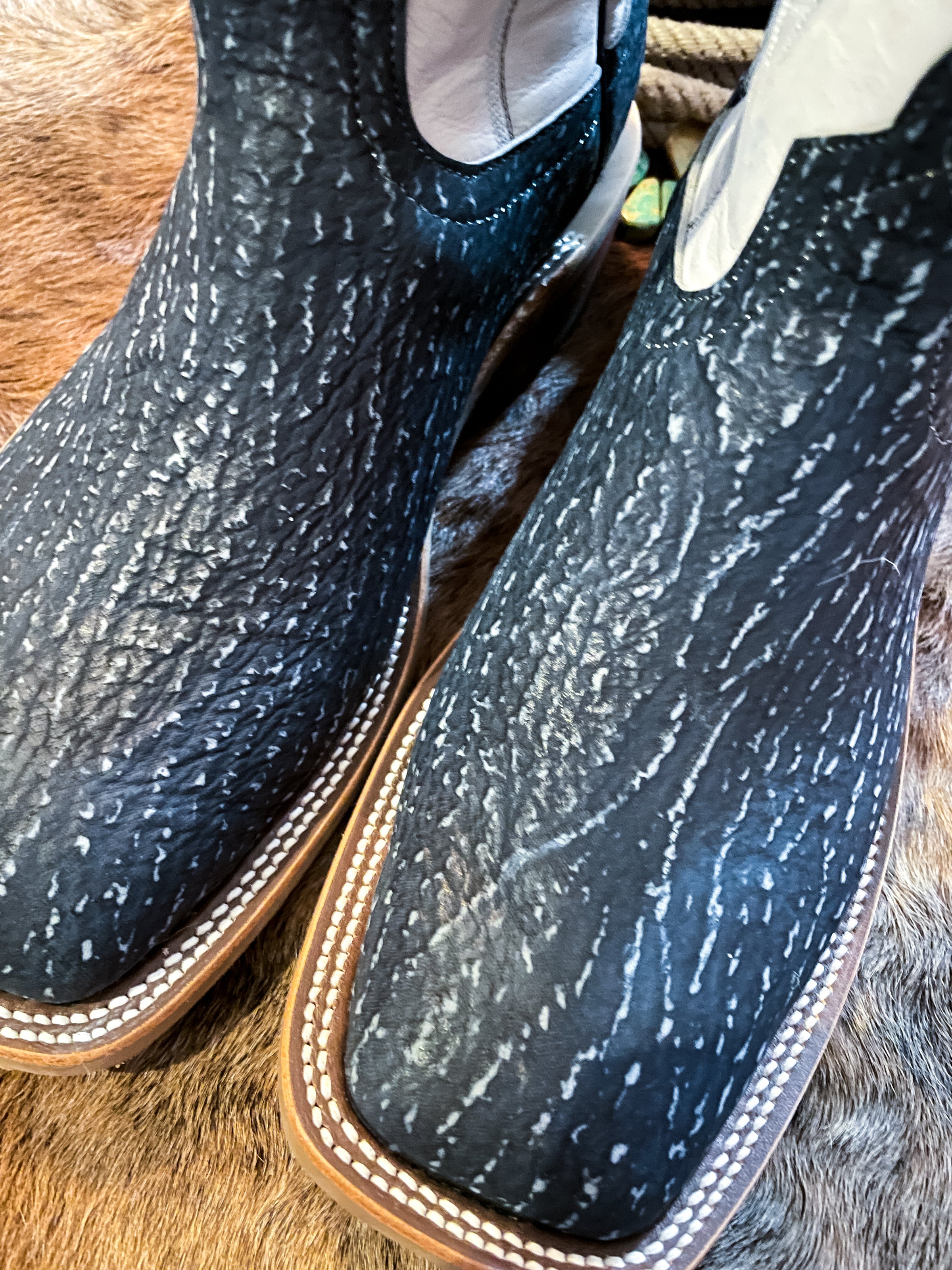 Anderson Bean Blue Safari Shark Square Toe Boots | Ranch-Land