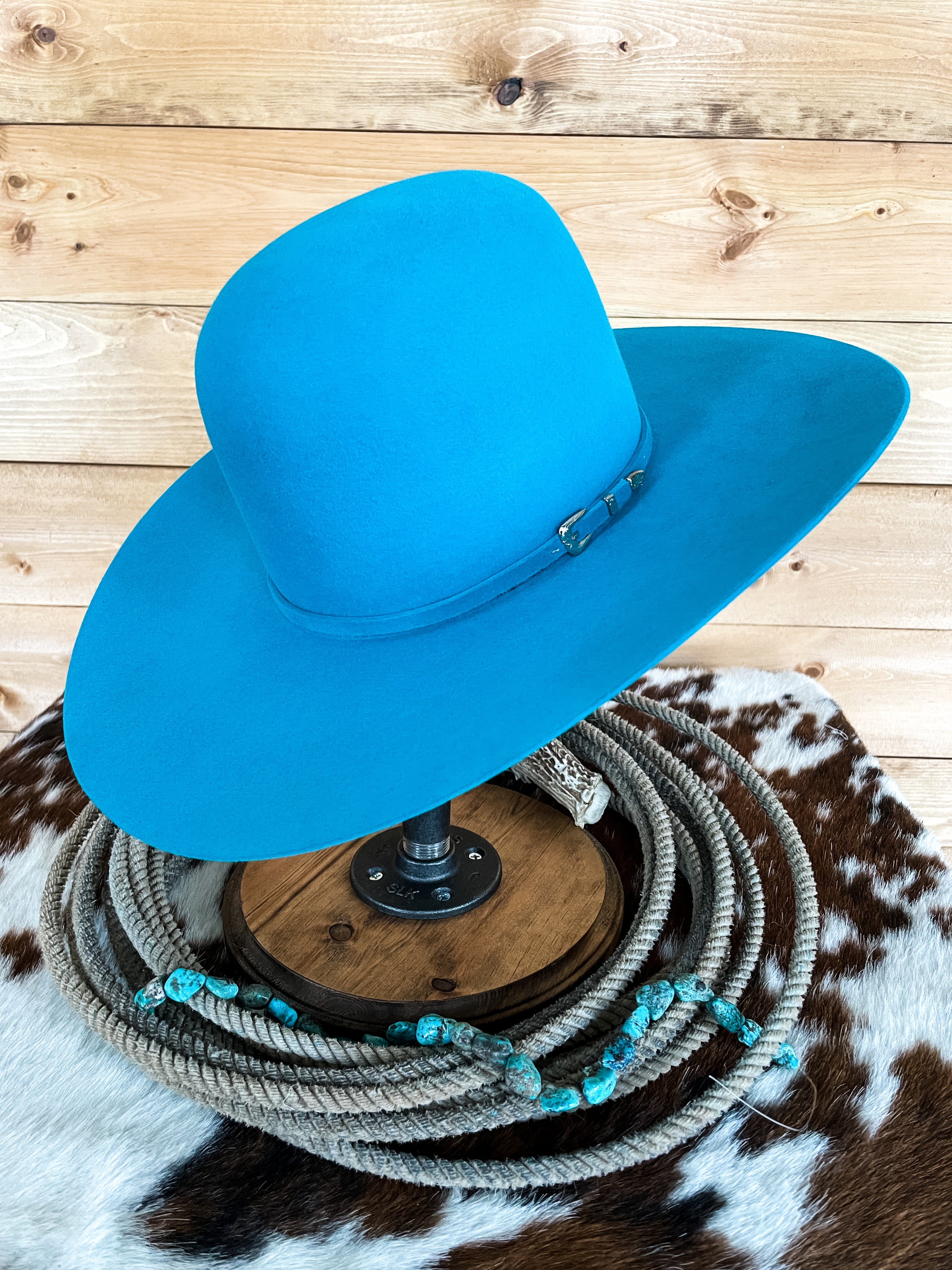 Rodeo King 7X Turquoise Open Crown Felt Hat | Ranch-Land 