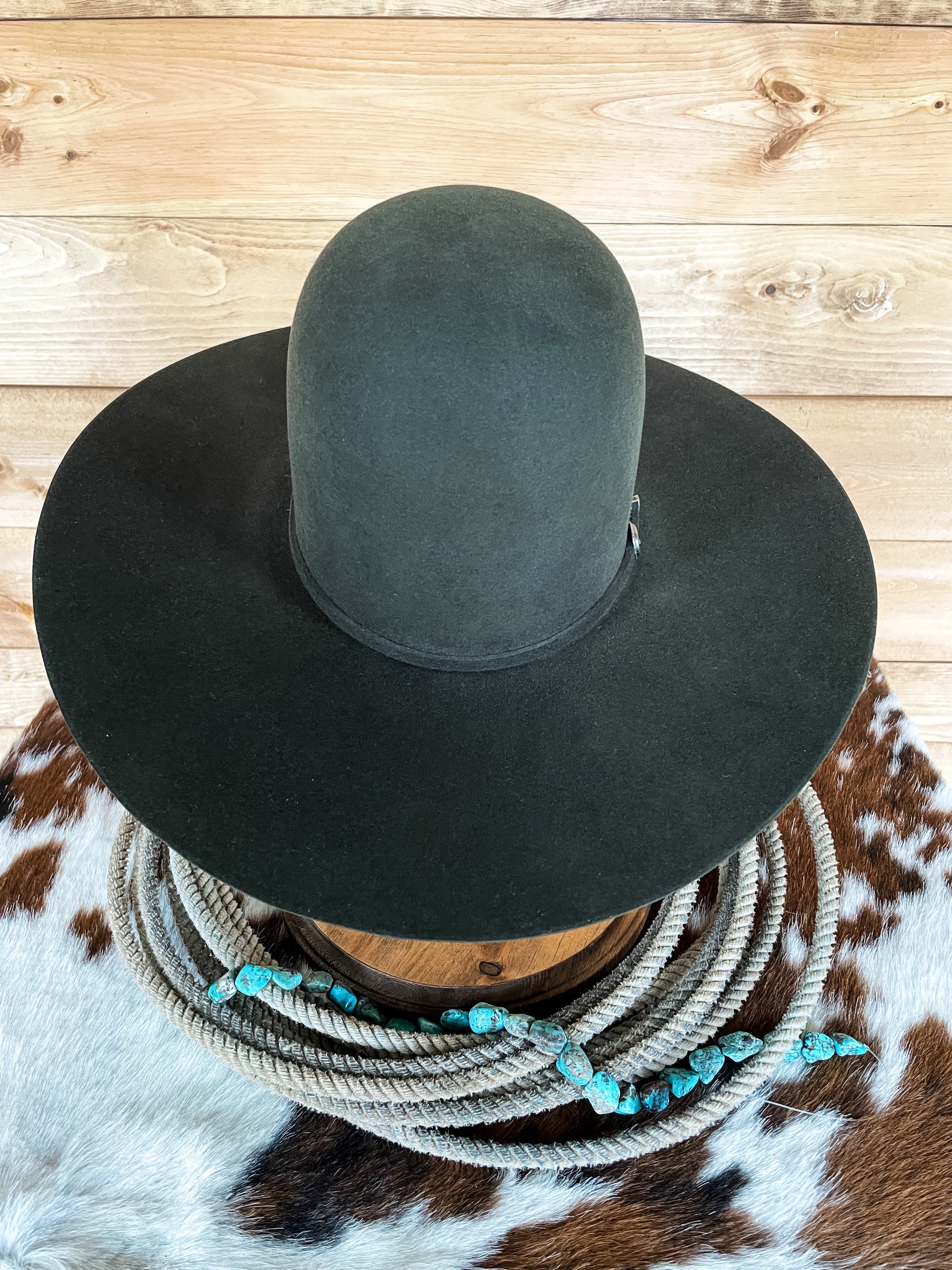 Rodeo King 7X Moss Green Open Crown Felt Hat | Ranch-Land Western