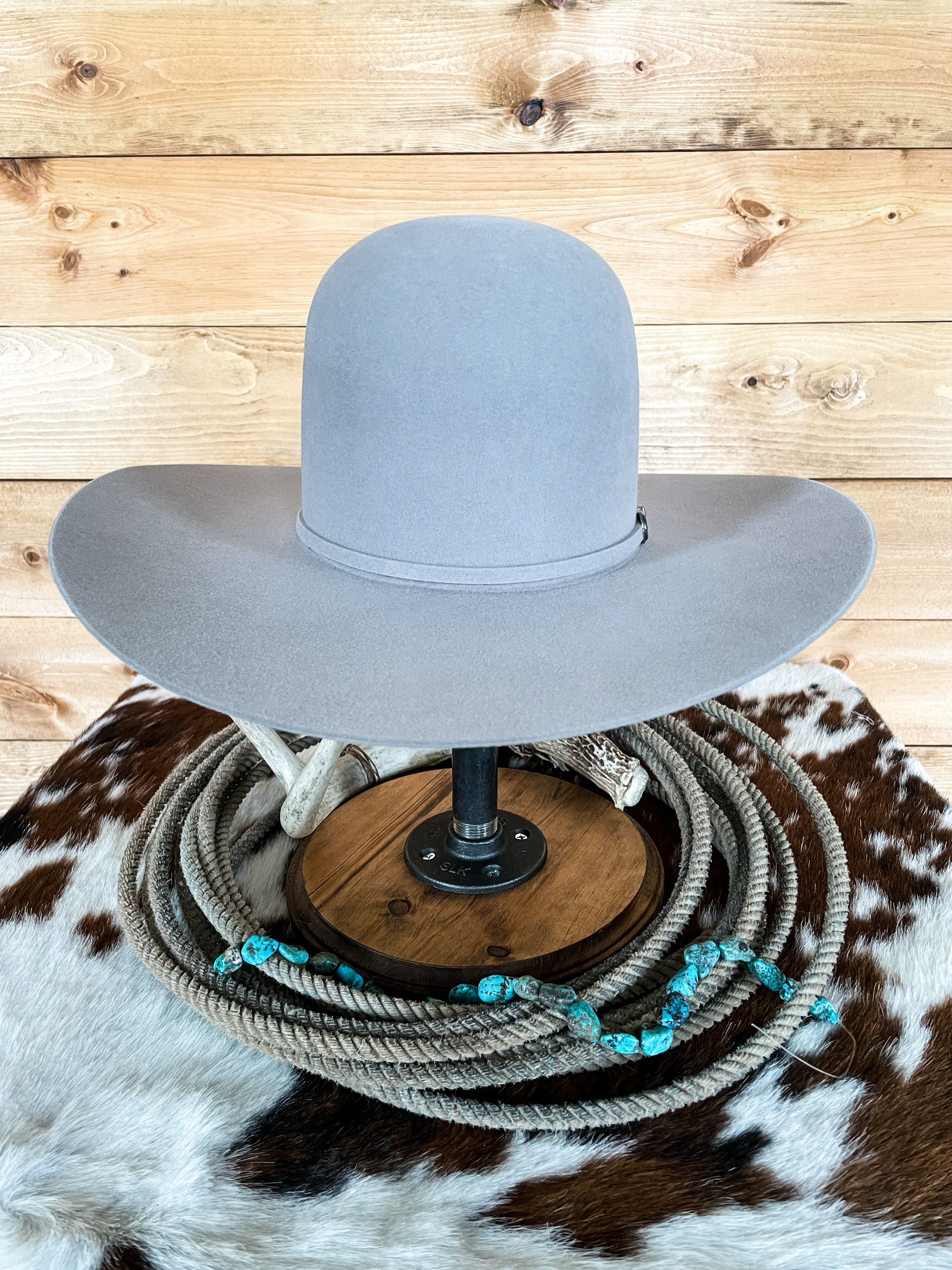 Straw Hat Open Crown Felt Cowboy Hat Rodeo King High Point Brim