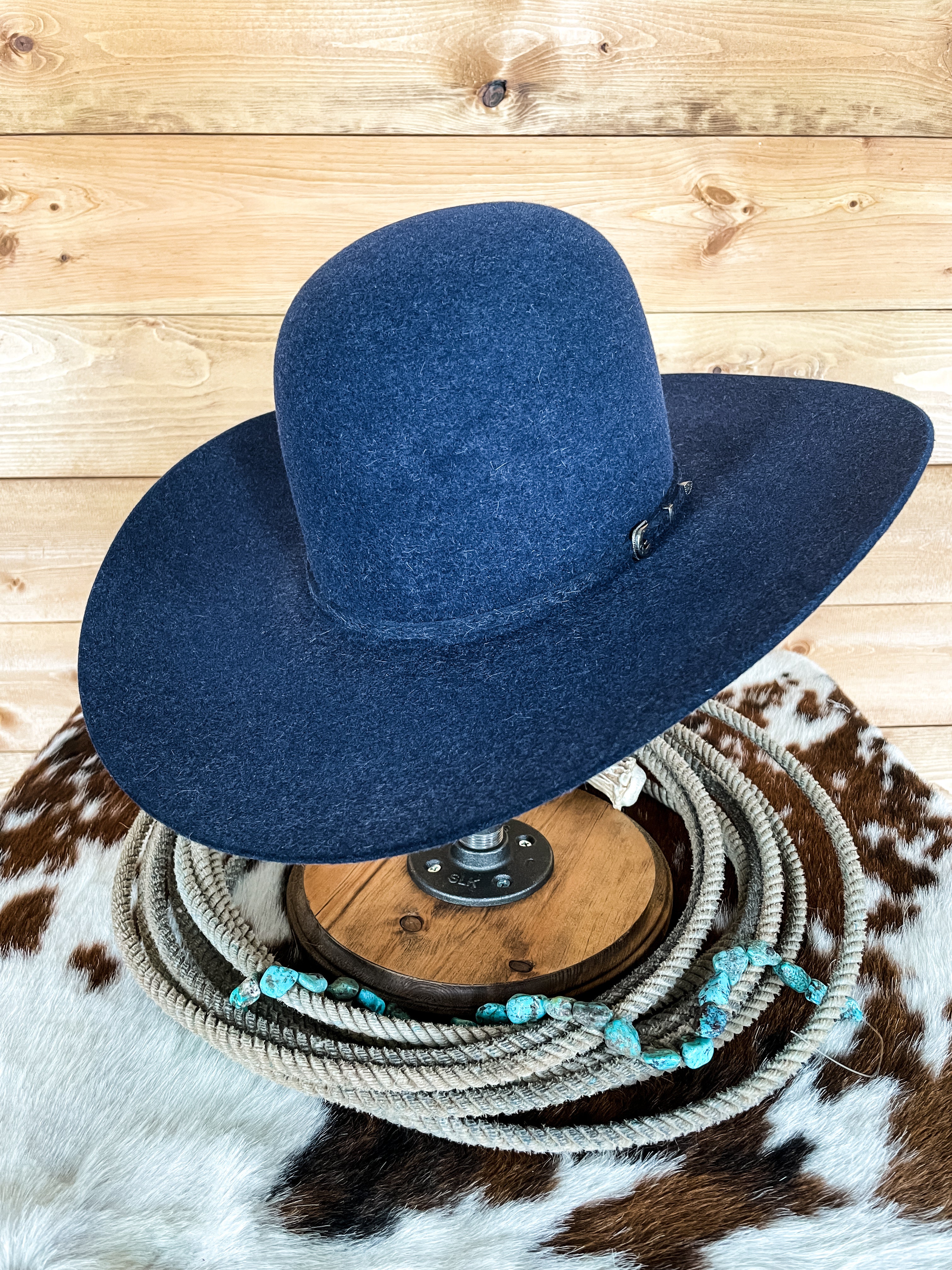 希少カラー ロイヤルネイビーブルー ヴィンテージ ロングプリム ハット HAT Rodeo King 7X Denim Open Crown Felt Hat | Ranch-Land Western Store