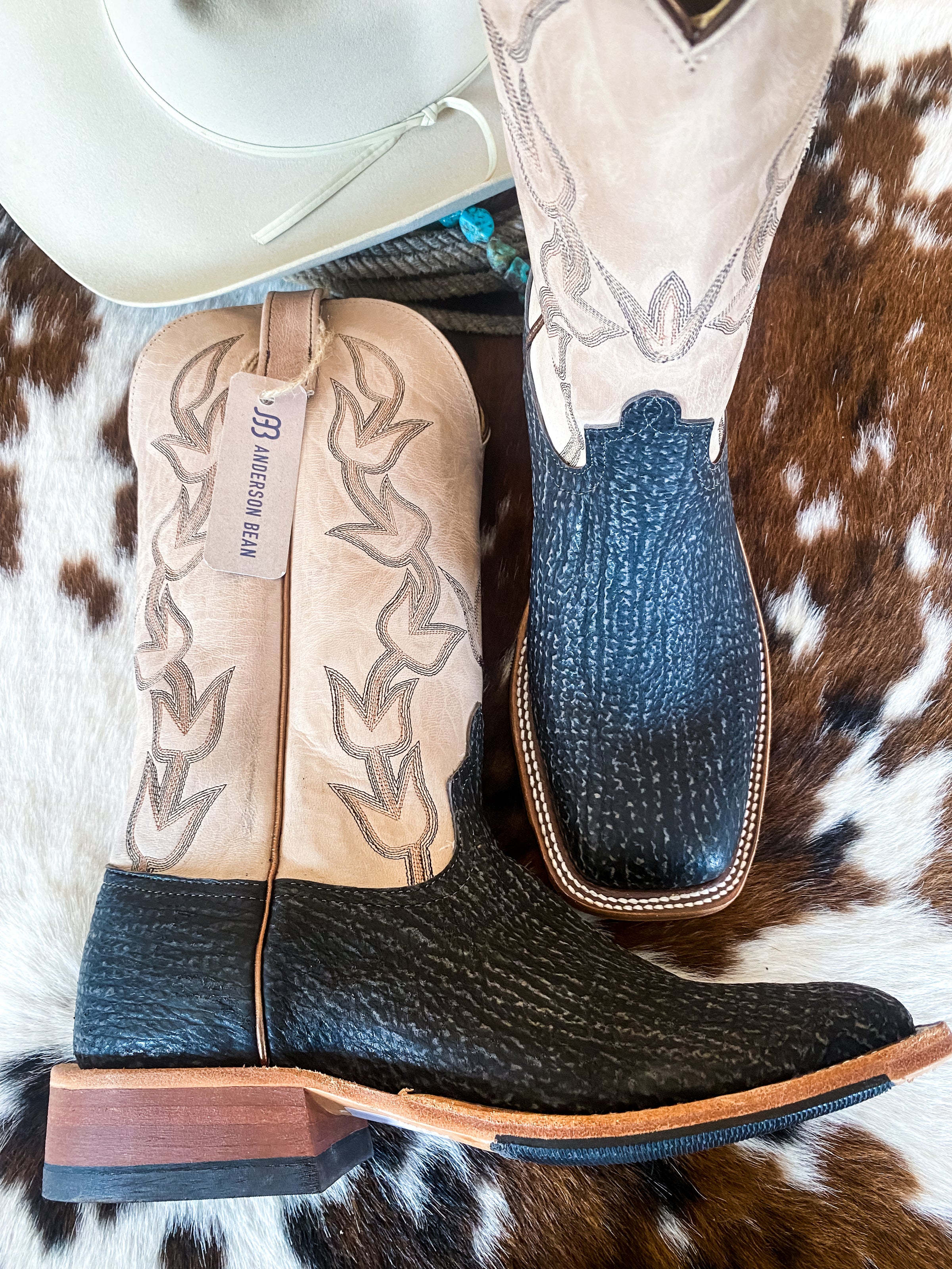 Anderson Bean Black Safari Shark Square Toe Boots | Ranch-Land