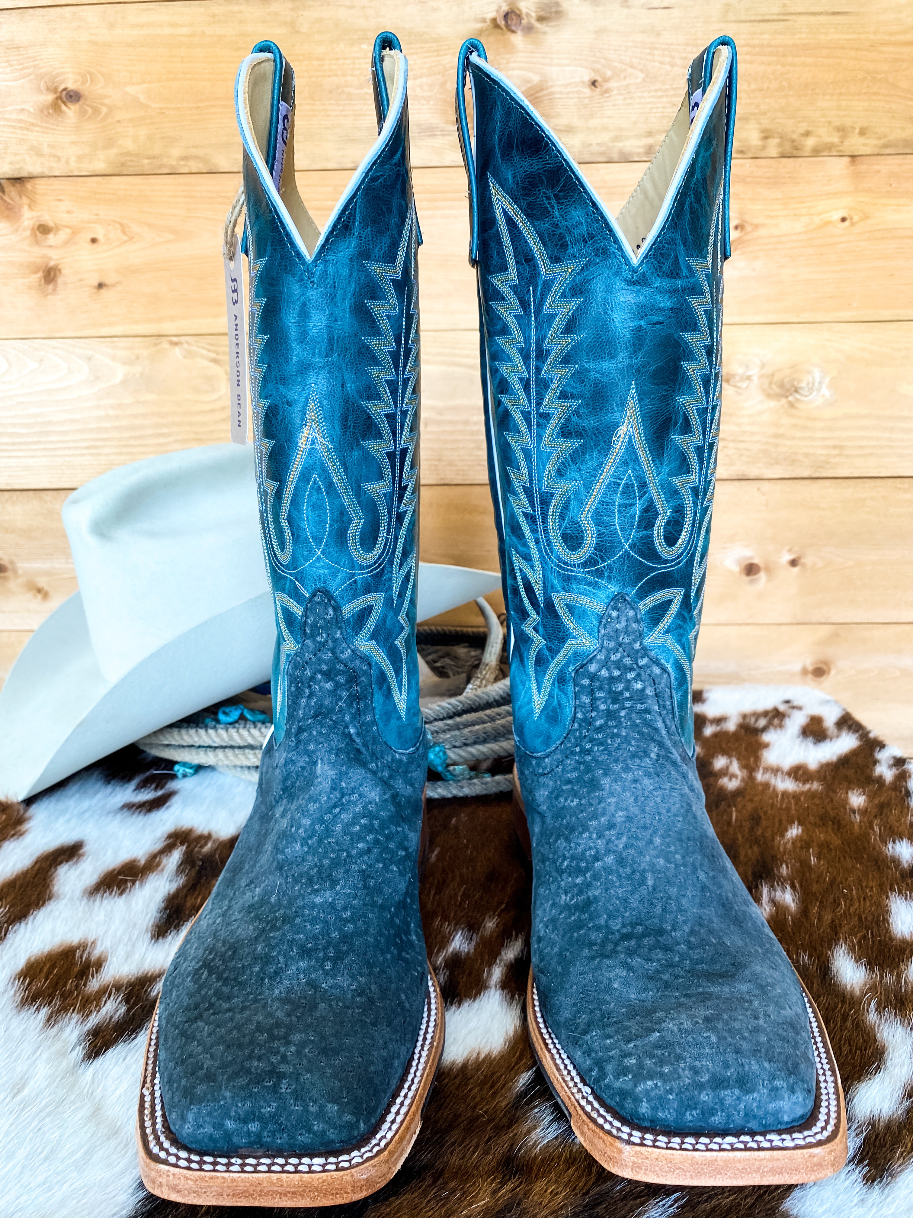 Anderson Bean Grey Carpincho Square Toe Boots | Ranch-Land Western
