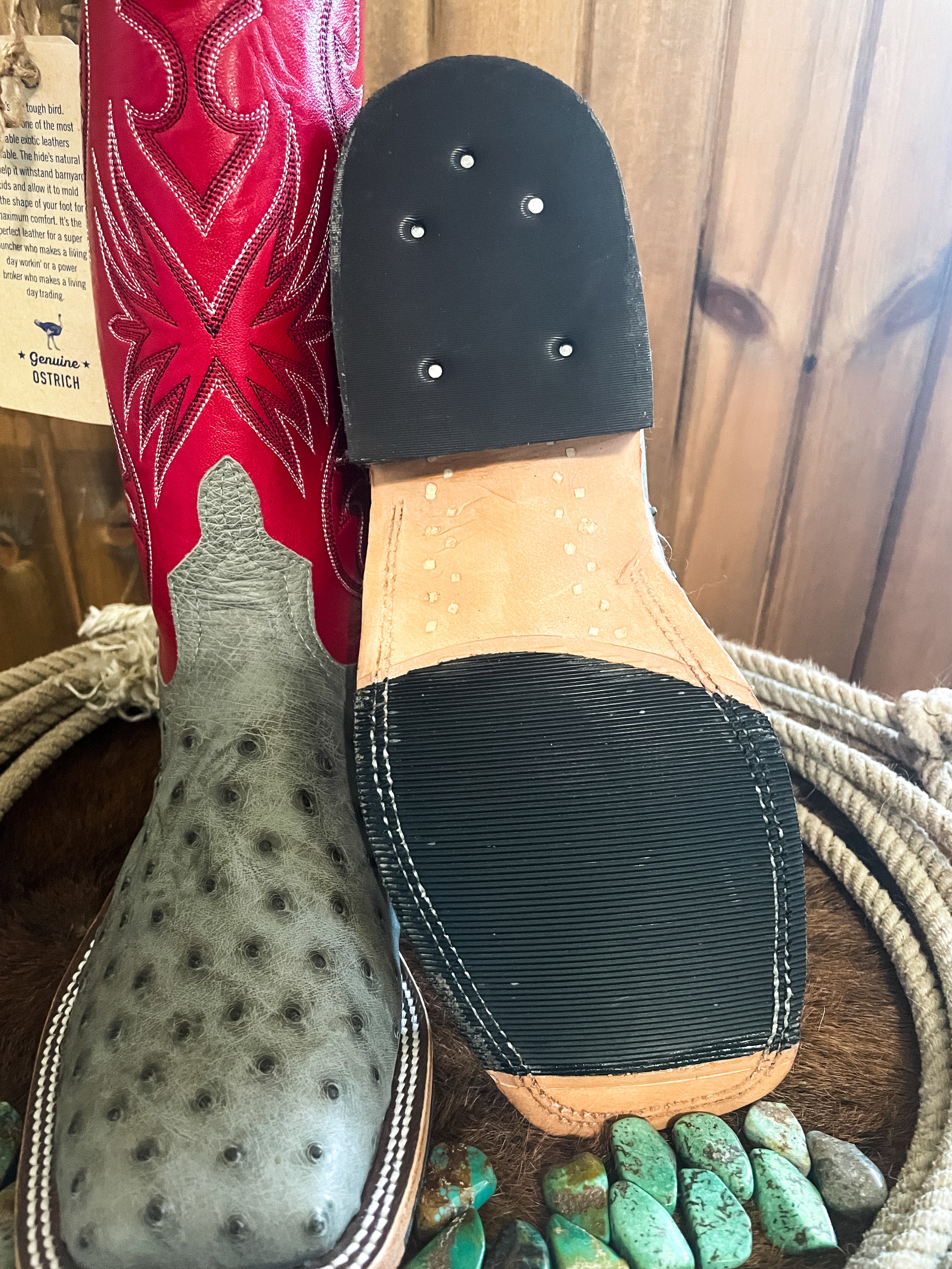 Anderson Bean Mouse Bruciatto Full Quill Ostrich Square Toe Boots