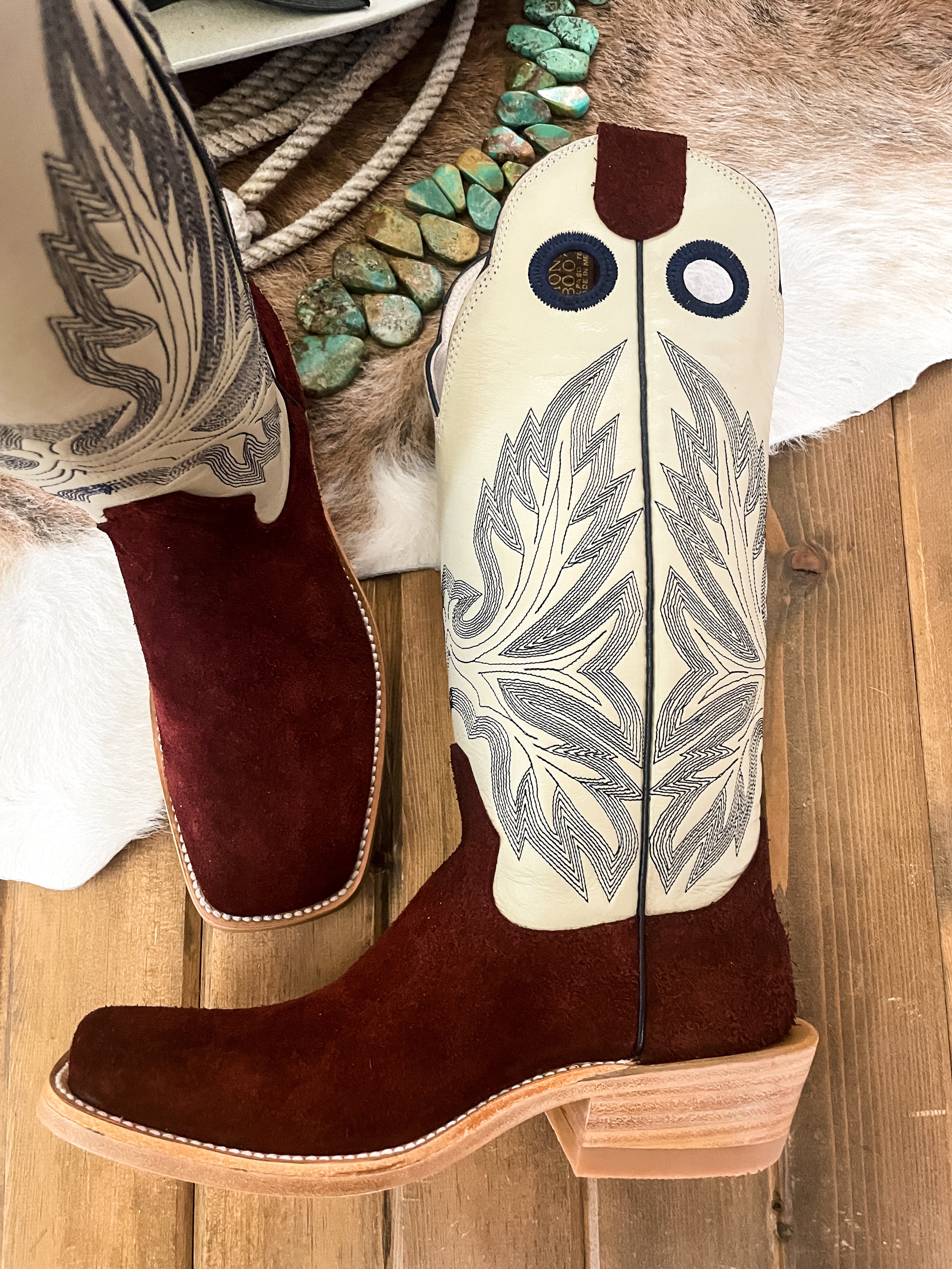 Hondo Black Cherry Roughout Square Toe Boots | Ranch-Land Western