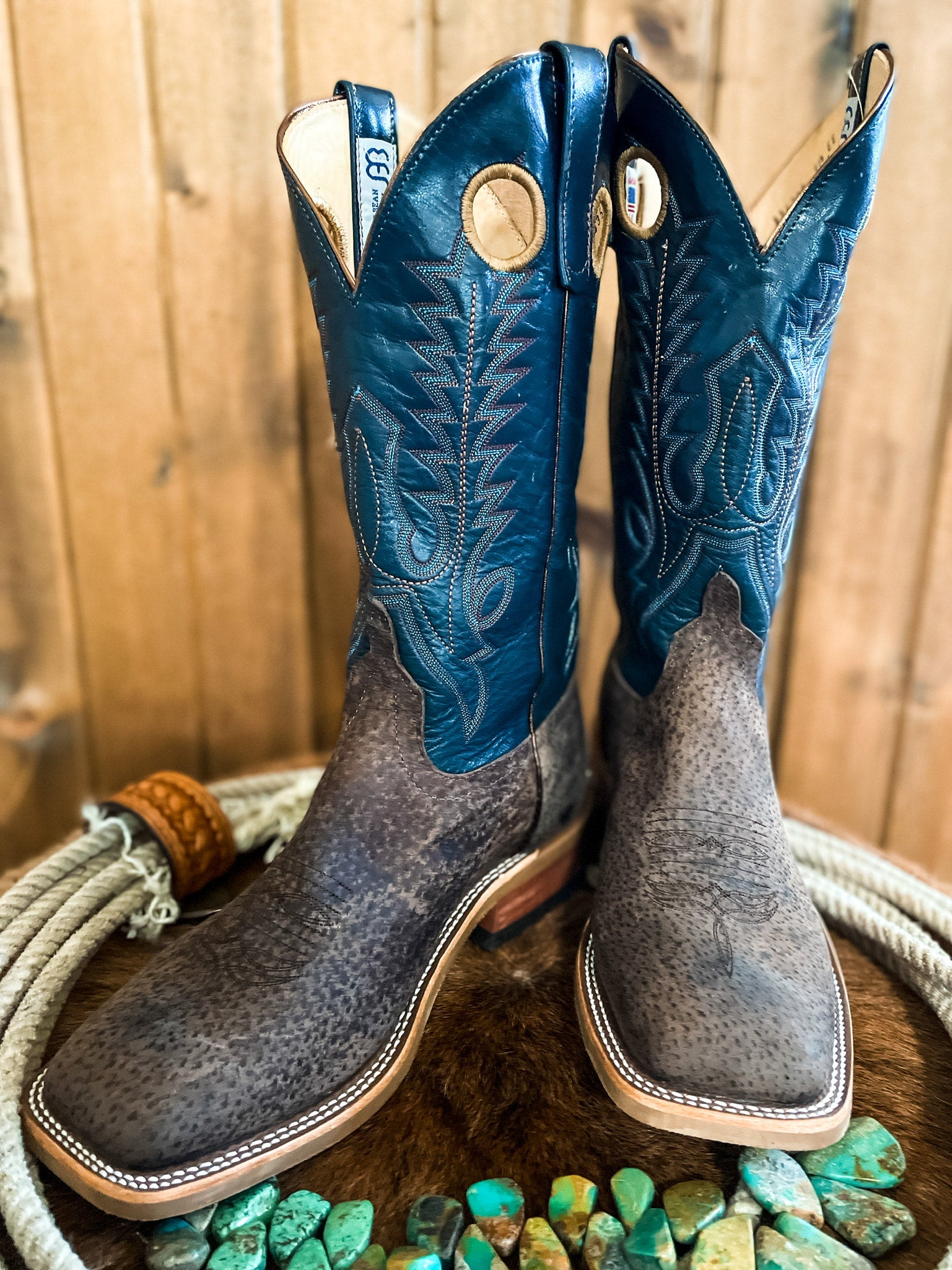 Anderson Bean Charcoal Boar Square Toe Boots Ranch Land Western Store